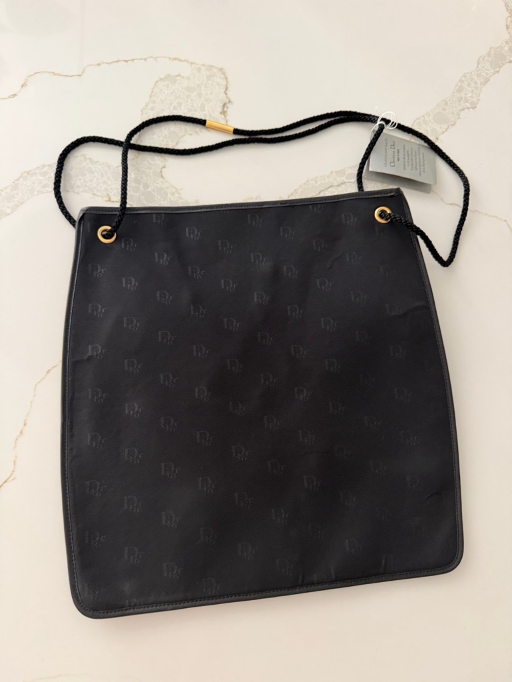 Dior Black Logo-Embossed Rope-Handle Tote